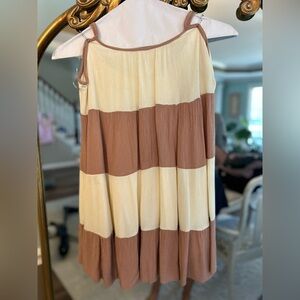 Brown and Cream Striped Mini Dress